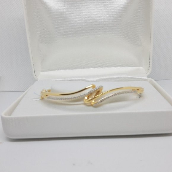 18kt Gold Over Silver Diamond Accent Bypass Bangle Bracelet MSRP $325 - Picture 9 of 9
